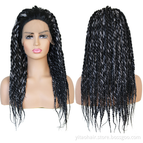 Crochet Twist Braids Soft Synthetic Jumbo Braid Women Hair Wig  Purple Black Long Wigs for Black Women